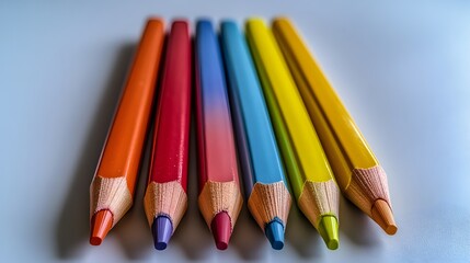 Fototapeta premium Vibrant Rainbow Colored Pencils Close Up