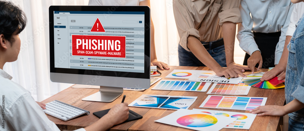 Aufkleber cyber security software show alert of cyber attack for protection brisk. danger from virus, phishing