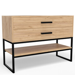 Loft style shelving unit made of metal and wooden shelves for accessories