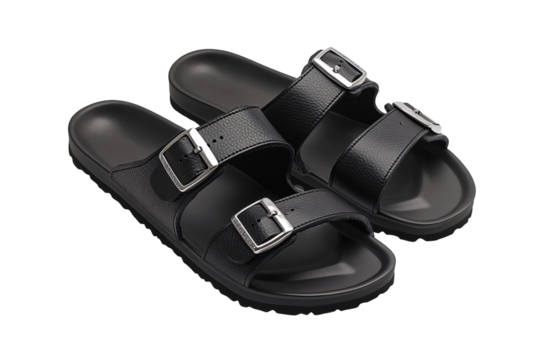a pair of black sandals