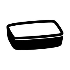 Simple black and white illustration of a rectangular container or box