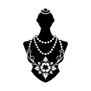 black jewelry bust with pearl necklace clip art preview