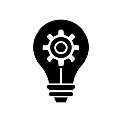 light bulb with gears inside on white background  .svg