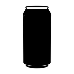 A black silhouette of a beverage can, possibly beer or soda, isolated