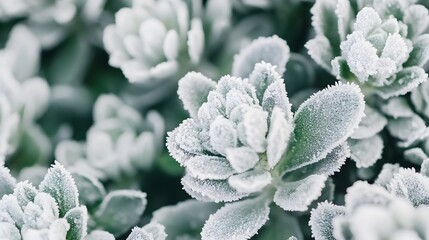 Frost Covered Plants Close Up Winter Nature Photography