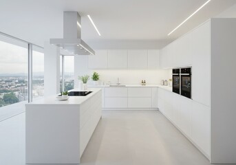 Fototapeta premium Modern kitchen interior with window kitchen house