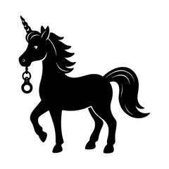 Obraz premium Unicorn Keychain silhouette vector