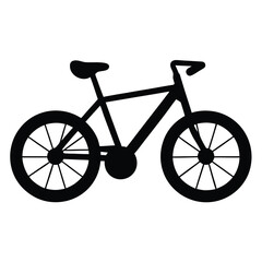 Silhouette image of a simple bicycle with basic features visible in black