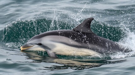 Fototapeta premium Striped Dolphin Ocean Wave Jumping Wildlife