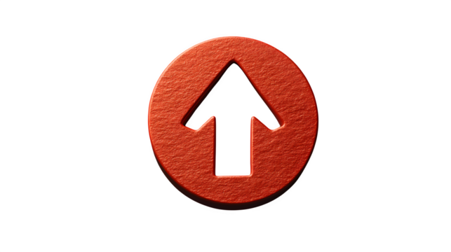 Red Up Arrow Symbol on Transparent Background a Circular Design Element for Website or App Design