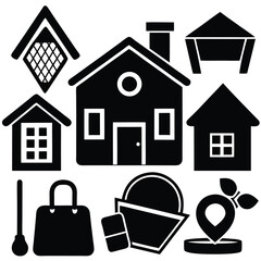 collection home icons  house symbol  set of .