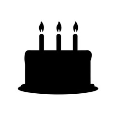 Fototapeta premium Simple Black Silhouette of a ThreeCandle Birthday Cake Illustration