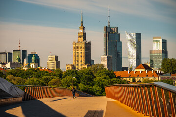 Warsaw, Poland - panorama with Old Town. Cityscape view of Warsaw