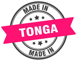 Made in Tonga round sign. Made in Tonga stamp.