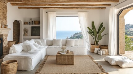 Coastal living room, modern rustic