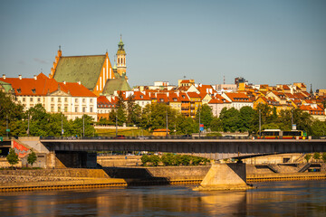 Warsaw, Poland - panorama with Old Town. Cityscape view of Warsaw
