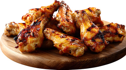 Delicious Grilled Chicken Wings on Rustic Wooden Board Appetizing Food Photography for Restaurants and Menus
