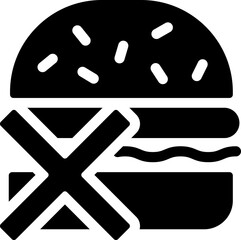 No burger symbol for dietary restriction use. Silhouette style.