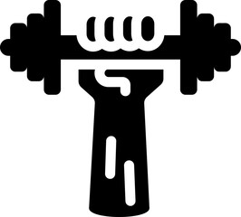 Fototapeta premium Fitness icon of hand holding dumbbell. Silhouette style.