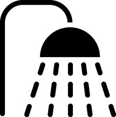 Shower icon with water stream symbol. Silhouette style.