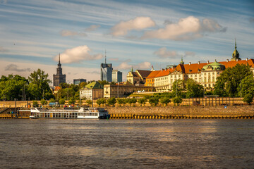 Warsaw, Poland - panorama with Old Town. Cityscape view of Warsaw