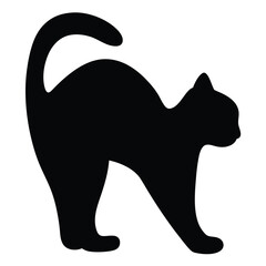 Silhouette of a black cat arching its back in a spooky pose