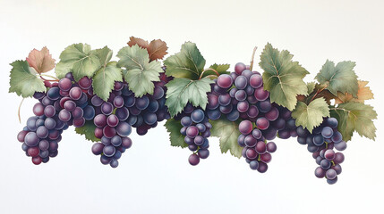 grape cluster with leaves
