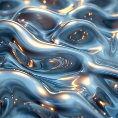 Fototapeta premium Abstract Liquid Metal Texture Shimmering Blue and Gold Swirls