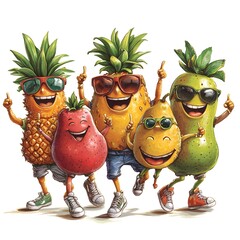 Fruit Fiesta A Group of Joyful Animated Fruits with Attitude and Style