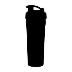 Silhouette image of a black protein shaker water bottle perfect for gym