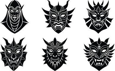 Traditional Masks silhouette vector