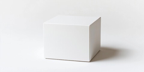 Naklejka premium Simple blank white cardboard box on a plain surface Generative AI