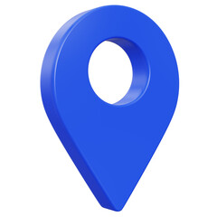 3D Blue Pointer Icon, Location symbol isolated on white background, Gps, travel, navigation, place position concept, 3d illustration