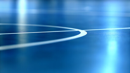 Blue Indoor Sports Court with White Line Detail