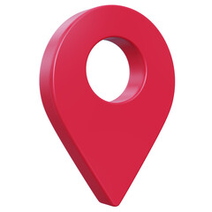 3D Red Pointer Icon, Location symbol isolated on white background, Gps, travel, navigation, place position concept, 3d illustration