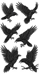 Fototapeta premium Raven's Dance: A Flock of Shadows AI Generated