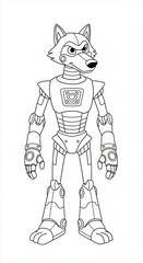 Fototapeta premium wolf robot coloring 