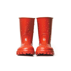 A pair of children's rain boots with water drops