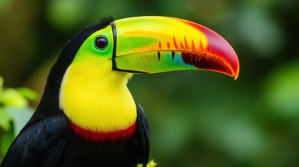 Obraz premium Close-up of a colorful toucan's vibrant beak.