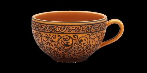 Beautiful artisan cup: a ceramic design presented standing alone on a bright white backdrop, highlighting its craftsmanship.
