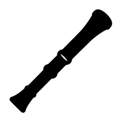 Silhouette of a wooden clarinet with several section breaks in its design