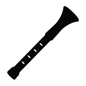 Silhouette of a wind instrument, possibly a recorder or clarinet, musical device