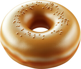 Close-up View of a Golden Glazed Donut