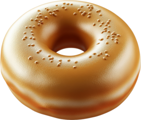 Close-up View of a Golden Glazed Donut