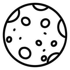 Fototapeta premium Black and white line drawing shows a celestial moon with craters and circular markings