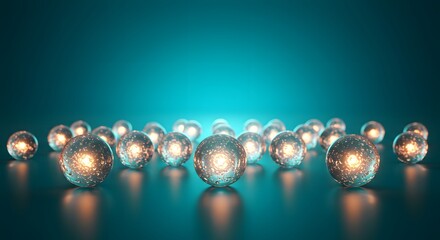 Light bubbles floating on teal tone
