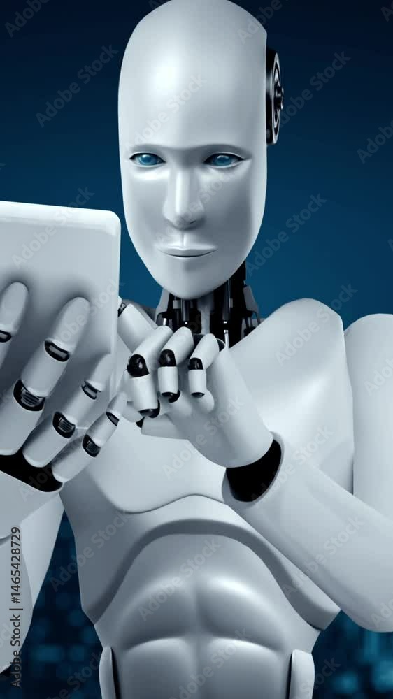 Poster future financial technology controll by ai robot huminoid uses machine learning and artificial intel