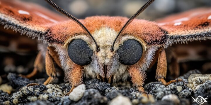 Face to Face Closeup of a Regal Moth Citheronia regalis.