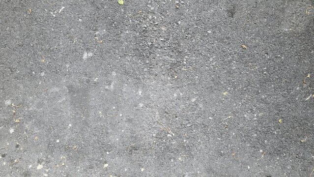 The road surface is dark grey with fallen leaves and flowers. The road surface of the parking lot has a rough texture. Texture and background images.