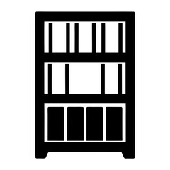Black and White Illustration of a ThreeShelf Bookcase or Display Cabinet